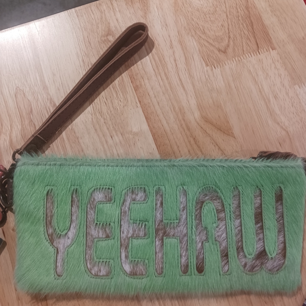 Cowhide Yeehaw Clutch Bag